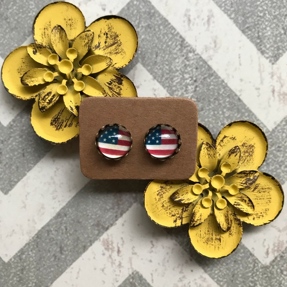 American Flag Patriotic Stud Earrings
